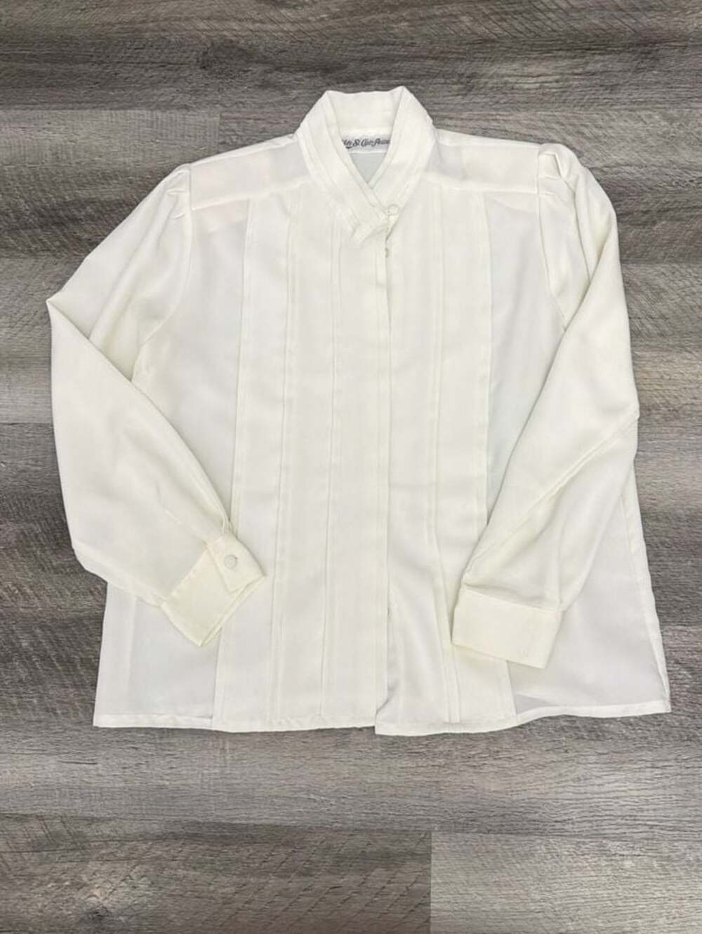 Vintage Yves St. Clair Petite Ivory Pleated Front Long Sleeve Blouse Size 12p